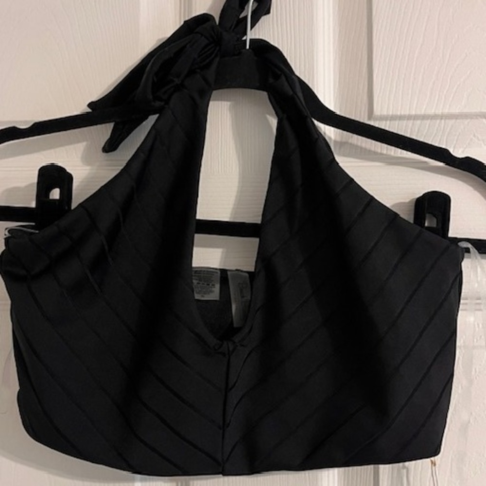 Beach Bunny Halter Top Black Striped Sleeveless Swim Top‎ XL